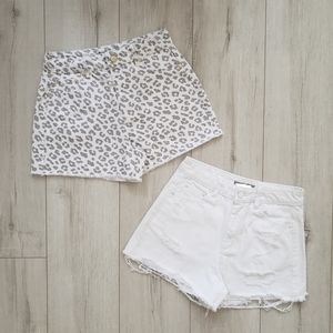 Women Summer High Waist Denim Jeans Shorts Destructions Size 26 White Gray NWOT